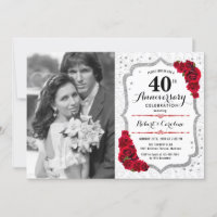 40th Anniversary with Photo - Ruby Red Silver