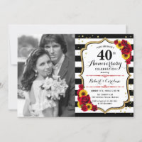 40th Anniversary with Photo - Sunflowers Roses