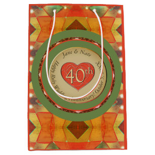 40th/Any Wedding Anniversary Wrapping Paper Medium Gift Bag