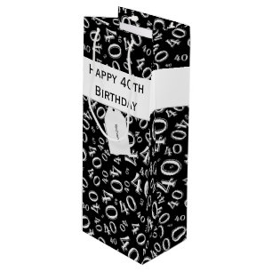 40th Biirthday Random Number Pattern Black/White Wine Gift Bag