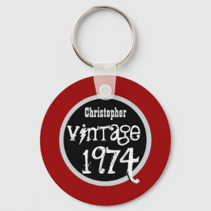 40th Birthday 1974 Vintage or Any Year RED V02 Keychain
