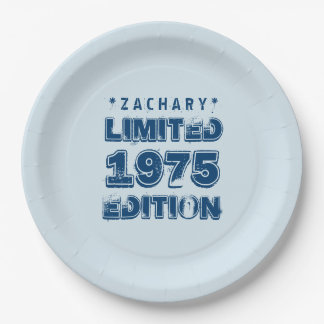 40th Birthday 1975 Limited Edition Custom E17 BLUE Paper Plate