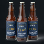 40th Birthday 1982 Add Name Vintage Blue Gold Beer Bottle Label<br><div class="desc">A personalized classic beer bottle label design for that birthday celebration.  More gifts and party supplies for that party celebration available with the "Legendary" design in the store.</div>