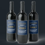 40th Birthday 1982 Add Name Vintage Blue Gold Wine Label<br><div class="desc">A personalized classic wine bottle label design for that birthday celebration. More gifts and party supplies available with the "Legendary" design in the store.</div>