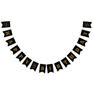 40th Birthday 1982 Black Gold Name Chic Elegant Bunting Flags