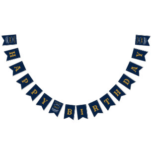 40th Birthday 1982 Blue Gold Add Name Retro Bunting Flags