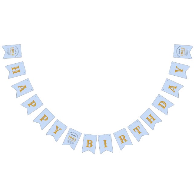 40th Birthday 1982 Blue Gold Name Chic Bunting Flags (All)