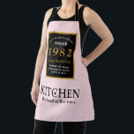40th Birthday 1982 Name Elegant Black Gold Pink Apron<br><div class="desc">A wonderful birthday black and gold design on an apron for that special celebration. Easily customize the text using the template provided. Part of the setting standards range of birthday supplies.</div>