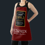 40th Birthday 1982 Name Elegant Black Gold Red Apron<br><div class="desc">A wonderful birthday black and gold design on an apron for that special celebration. Easily customize the text using the template provided. Part of the setting standards range of birthday supplies.</div>