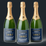 40th Birthday 1983 Add Your Name Blue Gold Legend Sparkling Wine Label<br><div class="desc">Personalized add your name birthday sparkling wine bottle labels. Edit the name and year with the template provided. A wonderful custom blue birthday idea. More gifts and party supplies available with the "Legendary" design in the store.</div>