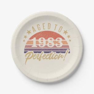 40th Birthday 1983 Aged To Perfection Paper Plate