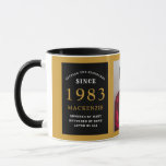 40th Birthday 1983 Black Gold Add Name Photo Mug<br><div class="desc">A huge black and gold photo mug for those special people. Easily customize the text and photo using the template provided. Part of the setting standards range.</div>