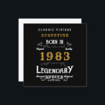 40th Birthday 1983 Retro Black Gold Greeting Card<br><div class="desc">Say Happy Birthday. Add your name,  year and message to this personalized birthday greeting card. A wonderful custom black birthday card with white and gold vintage style typography. More gifts and party supplies available with the "Legendary" design in the store.</div>