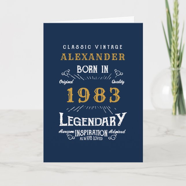 40th Birthday 1983 Vintage Blue Legend Greeting Card (Front)