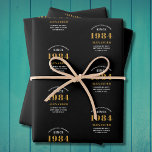 40th Birthday 1984 Black Gold Chic Elegant Wrapping Paper Sheet<br><div class="desc">40th Birthday Chic 1984 Themed Black & Gold Elegant Wrapping Paper Sheets. Celebrate the journey of the vintage years with our 40th Birthday 1984 Black and Gold Chic Elegant Wrapping Paper Sheets. Wrapped in class and elegance, these high-quality paper sheets offer a fully personalized touch, reflecting the chic vibes of...</div>