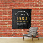 40th Birthday 1984 Elegant Black Gold Chic Tapestry<br><div class="desc">40th Birthday 1984 Elegant Black Gold Chic Tapestry: Extravagant & Fully Personalized Celebration Backdrop. Illuminate your special day with our 40th Birthday 1984 Elegant Black Gold Chic Tapestry. Perfect for creating an atmosphere of elegance and sophistication, this backdrop is adorned with a classic black and gold design which is sure...</div>