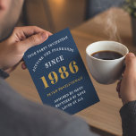 40th Birthday 1986 Blue Gold Personalized For Him Invitation<br><div class="desc">For those born in 1986 and celebrating their 40th birthday party we have the ideal birthday invitation card. The blue background with a white and gold design is simple and yet elegant. Easily customize the text to the front and the rear of this birthday invitation card using the template provided....</div>