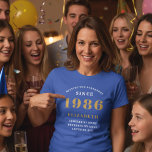 40th Birthday 1986 Personalized Custom Name Blue T-Shirt<br><div class="desc">Celebrate turning the big 4-0 with this unique and personalized 40th birthday t-shirt! Perfect for anyone born in 1986, this design proudly declares they are "Setting the Standards" since their birth year. It's a fun and thoughtful gift for a milestone birthday party, family gathering, or just a great way to...</div>