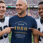 40th Birthday 1986 Personalized Custom Name Blue T-Shirt<br><div class="desc">Celebrate turning the big 4-0 with this unique and personalized 40th birthday t-shirt! Perfect for anyone born in 1986, this design proudly declares they are "Setting the Standards" since their birth year. It's a fun and thoughtful gift for a milestone birthday party, family gathering, or just a great way to...</div>