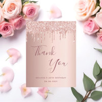 40th Birthday 40 rose gold glitter drips thank you