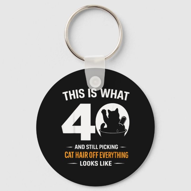 40th Birthday 40 Years Old Funny Cat Lover Keychain (Front)