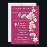 40th birthday 40th birthday invitations for Her<br><div class="desc">Celebrate her milestone in style with this elegant 40th birthday invitation. Featuring soft pink and white cherry blossoms on a champagne background, it’s the perfect blend of grace and charm. Fully customizable with name, date, time, location, and RSVP details, this template is ideal for a classy and feminine celebration. The...</div>