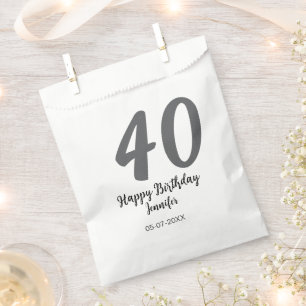 40th birthday add name date year black template go favour bag