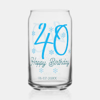 40th birthday add name date year blue template