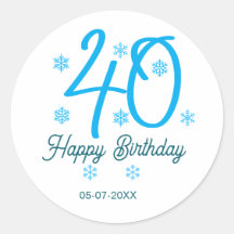 40th birthday add name date year blue template