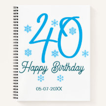 40th birthday add name date year blue template