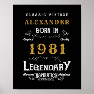 40th Birthday Add Your Name Born 1981 Legendary Poster