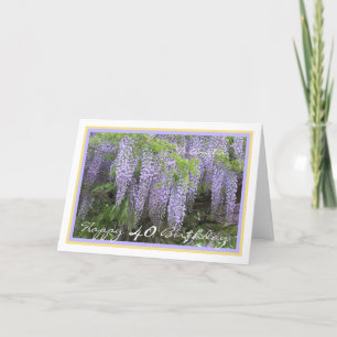 40th Birthday Amelia Wisteria Elegant Gold Frame Card
