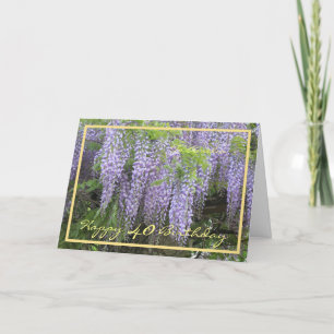 40th Birthday Amelia Wisteria Elegant Gold Frame Card