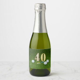 40th Birthday Anniversary Golf ball with tee golf Sparkling Wine Label