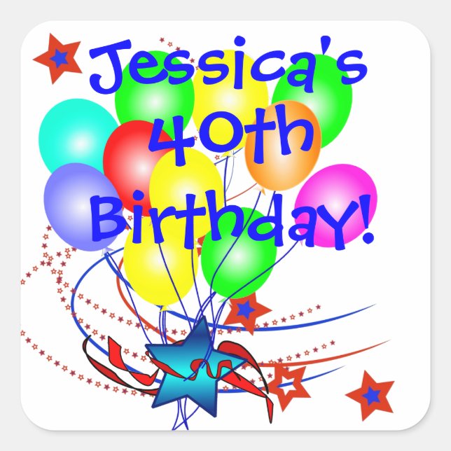 40th Birthday Any Age & Name Fun Birthday Stickers (Front)
