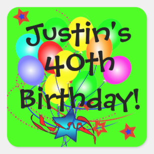 40th Birthday Any Age & Name Fun Birthday Stickers