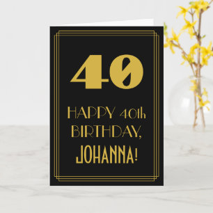 40th Birthday – Art Deco Inspired Look "40" & Name Card