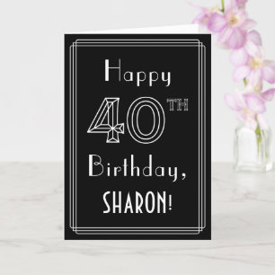 40th Birthday: Art Deco Style # 40 & Custom Name Card