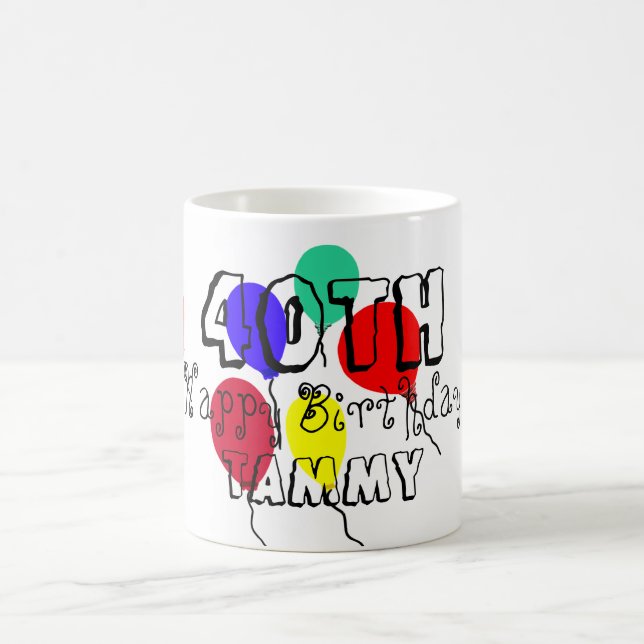 40th Birthday Balloons Personalized Milestone Mugs (Center)
