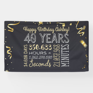40th Birthday Banner - 40 Years in Hours & Seconds