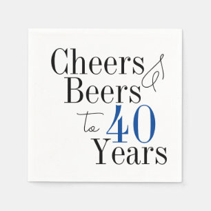 40th Birthday Beers and Cheers Typography Party Napkin