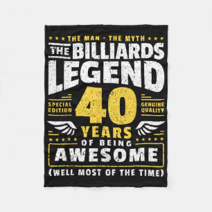 40th Birthday Billiards Player 40 Years Old Billia Fleece Blanket