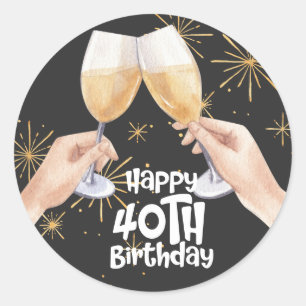 40th Birthday Black and Gold theme  Classic Round Sticker
