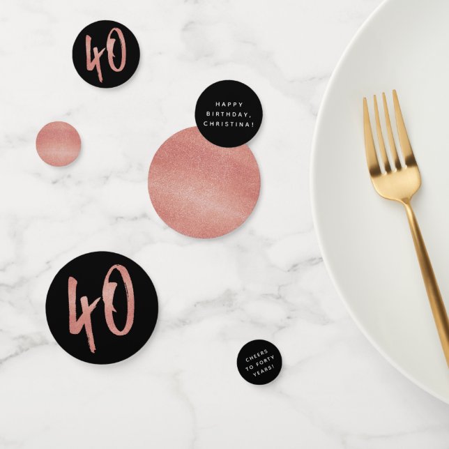 40th birthday black and rose gold custom confetti (Group)