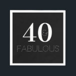 40th Birthday Black and White Birthday Party Napkin<br><div class="desc">This is a stylish, black and white, 40th birthday party design. It has "40 & fabulous" in classic black & white stylish typography. Perfect for a modern, unforgettable 40th birthday party celebration. This design can be customized, simply add your age and text in the personalize this text button. To change...</div>