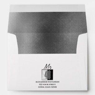 40th Birthday Black and White Return Address Envelope