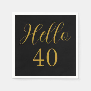 40th Birthday Black Gold Birthday Party Napkin