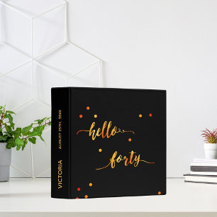40th birthday black gold hello 40 name script binder