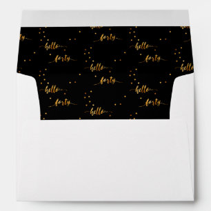 40th birthday black gold hello 40 typography envelope