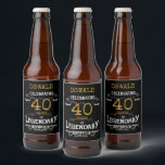 40th Birthday Black Gold Legendary Funny Beer Bottle Label<br><div class="desc">A personalized elegant beer bottle label that is easy to customize for that special birthday party occasion.</div>